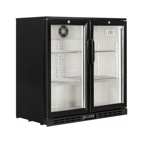 COMPTOIR ARRIERE BAR 2 PORTES VITREE 230 L NOIR