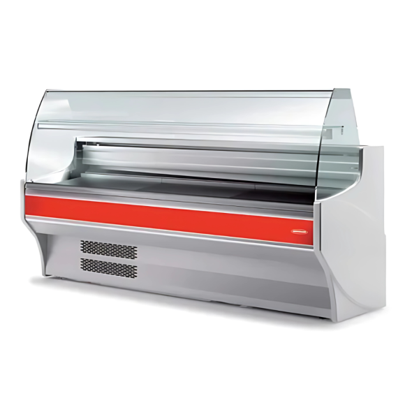 vitrine boucherie rouge intérieur inox